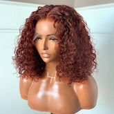 Fabulous Middle Part Dark Ginger Romantic Wave Lace Frontal Lace Wig